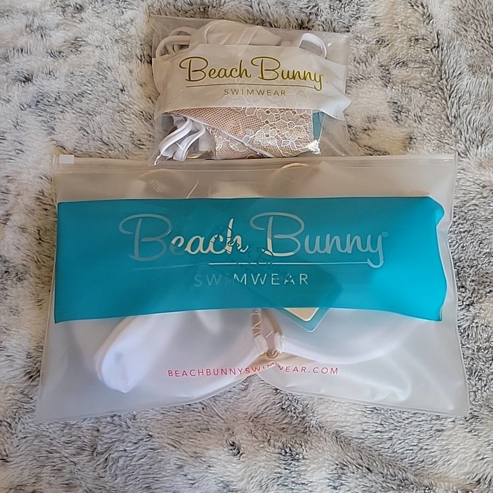 Beach Bunny Gun powder and lace white bikini. Size large. Lace. - Picture 10 of 10